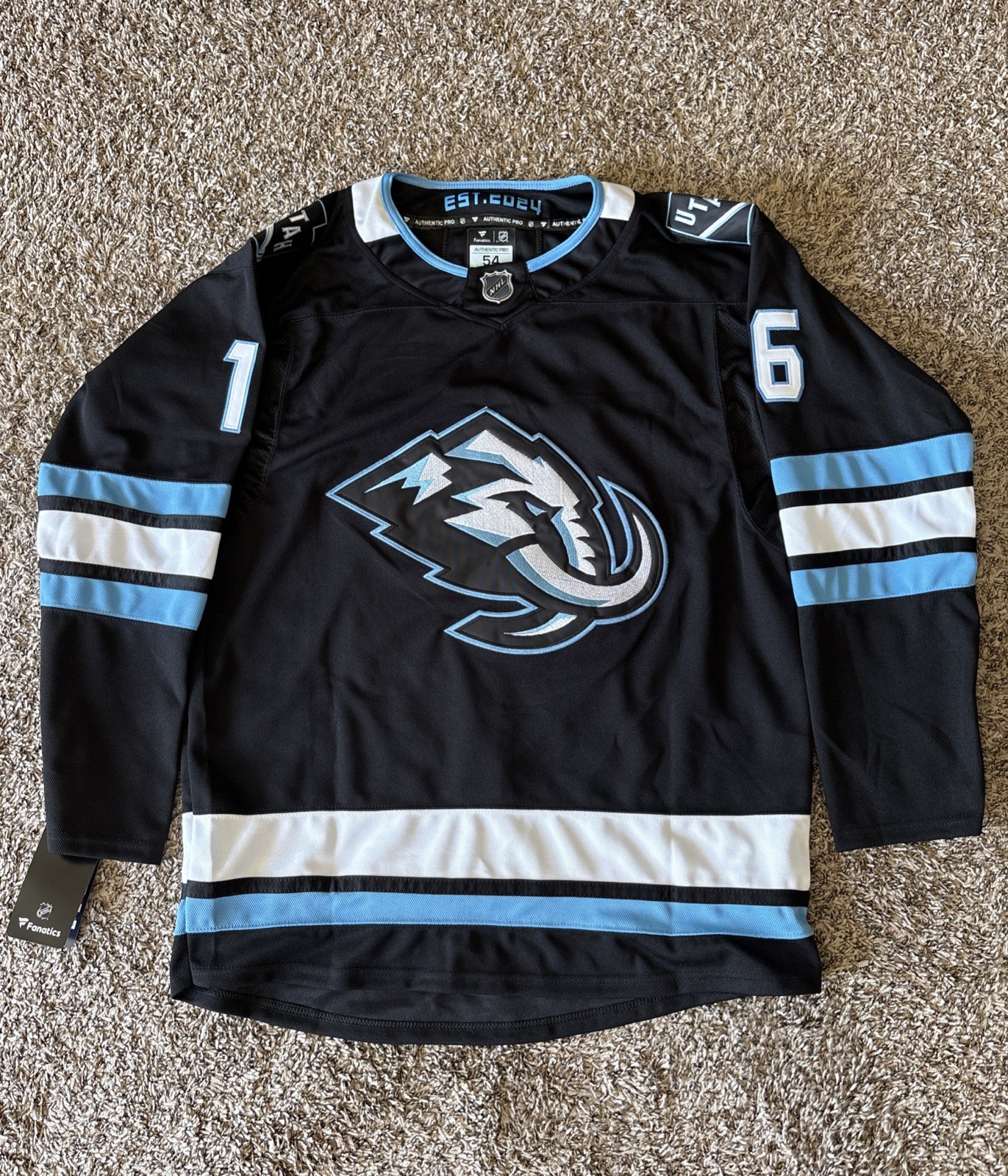 Utah Mammoth Fanatics Premium NHL Hockey Jersey Black Home SIZE 54 NEW W TAGS!