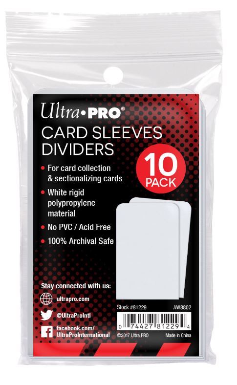 (30-Count) Ultra Pro Trading Card Dividers For Card Storage Boxes Taller Size