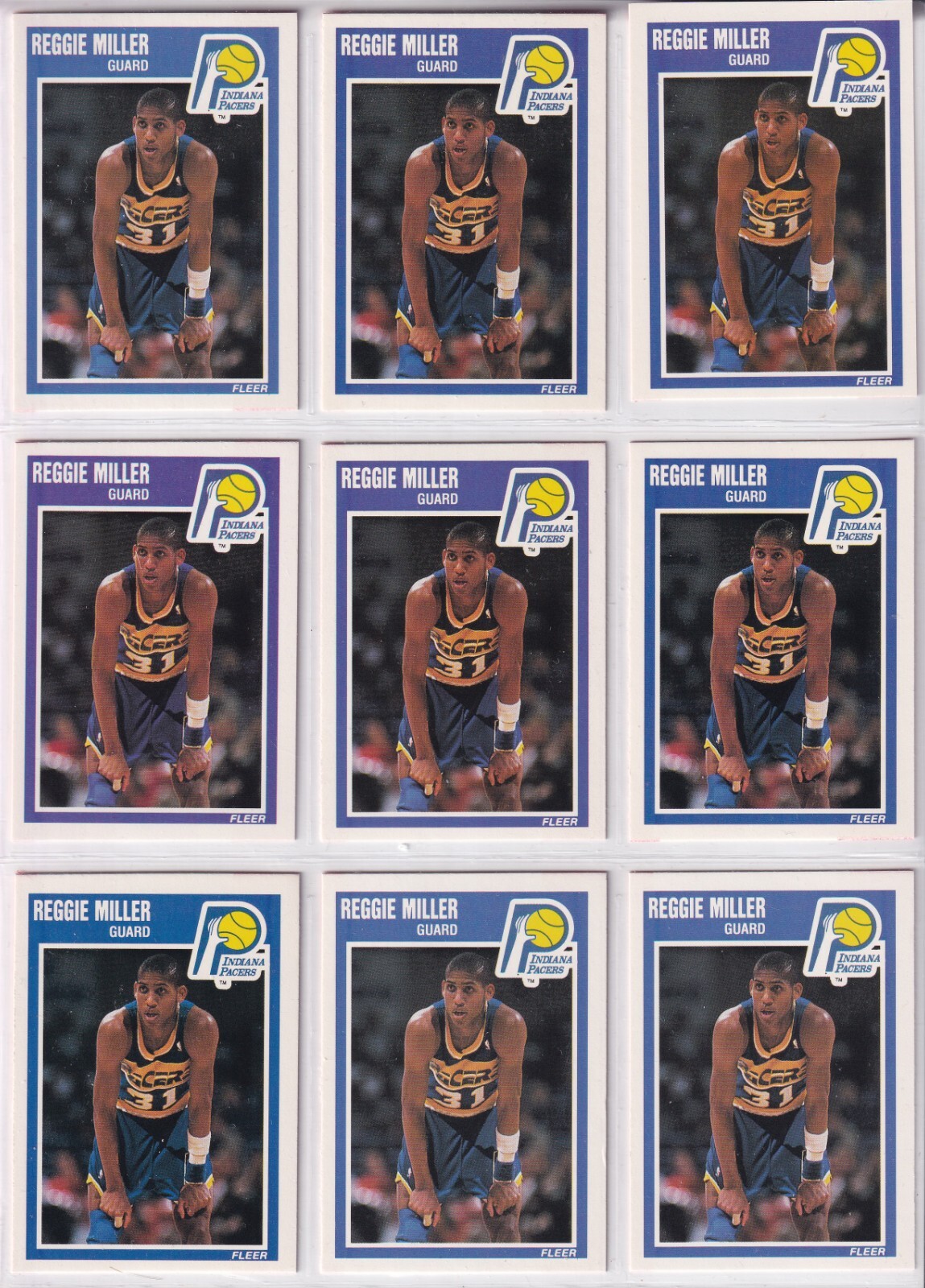 Reggie Miller Collectors Lot of Nine 1989-90Fleer Card #65