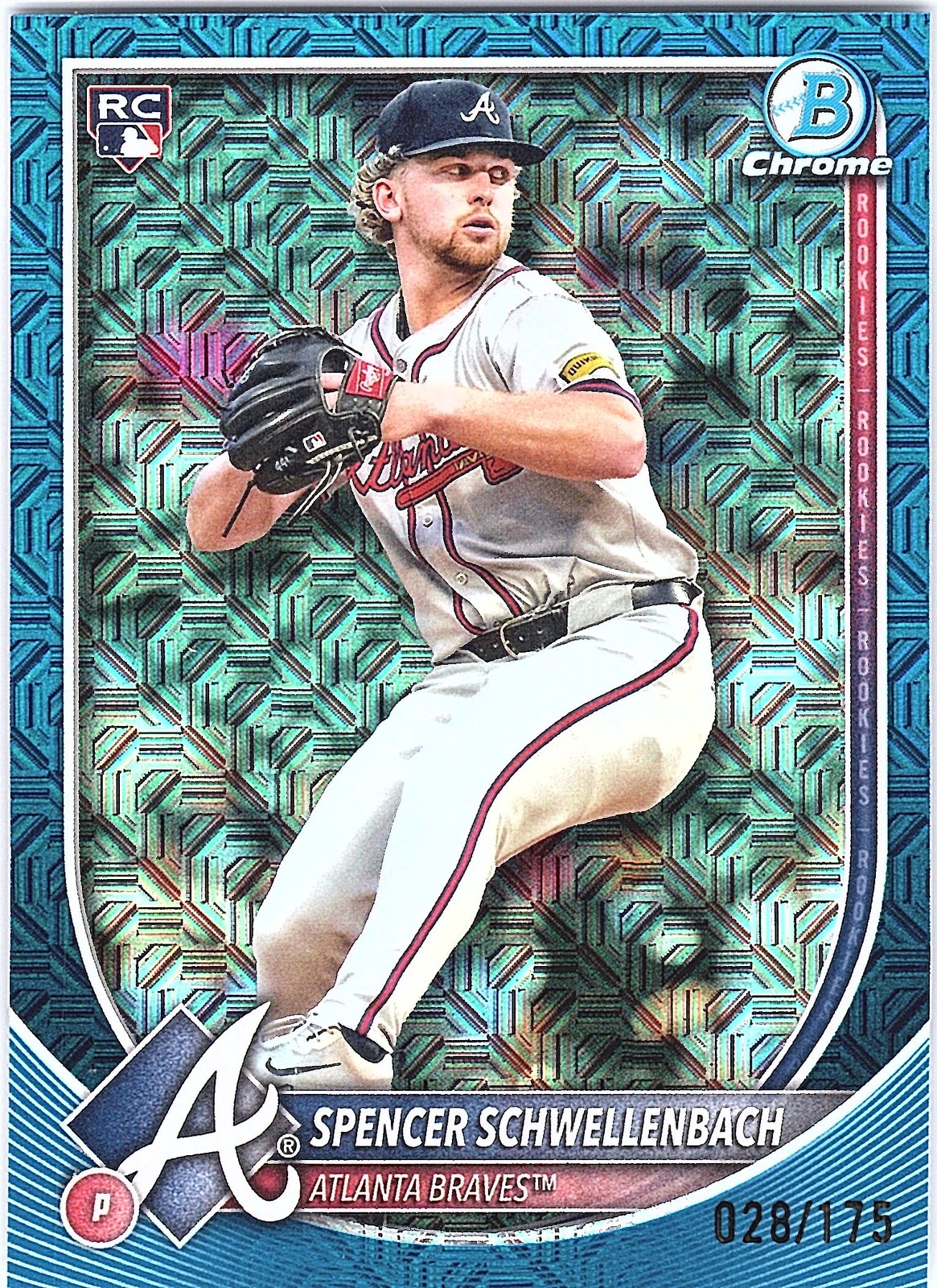 2025 Bowman #78 Spencer Schwellenbach Chrome Mojo Navy Refractor #/175