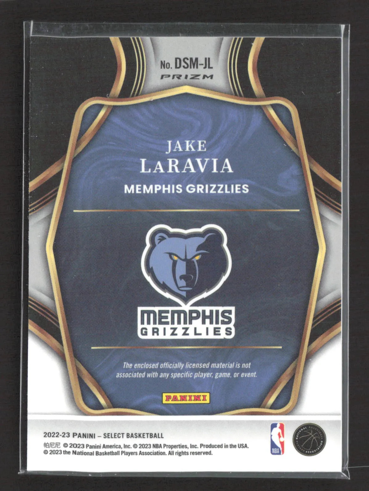 2023 Panini Select Prizm Draft Selections Jake LaRavia #DSM-JL RC Jersey