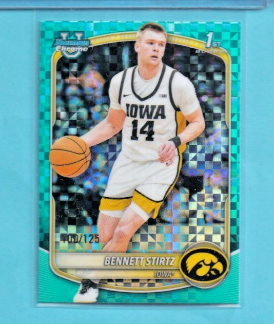 BENNETT STIRTZ 2025-26 BOWMAN CHROME U 1ST AQUA MOJO REFRACTOR /125