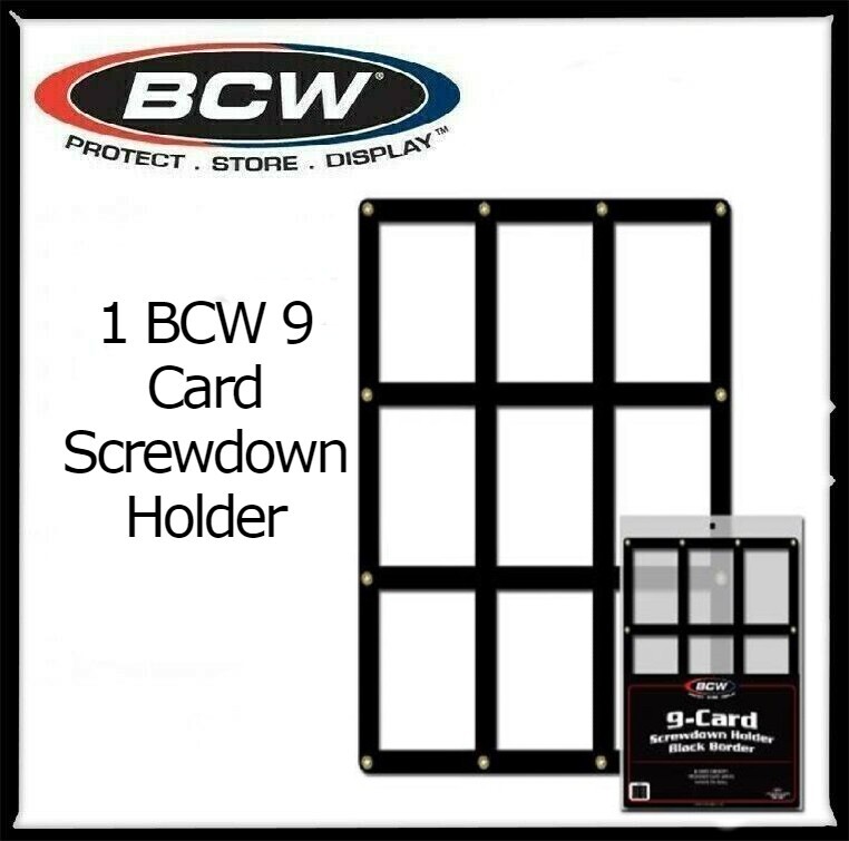 1 BCW High Quality Clear 9 Card Screwdown Holder Black Border 12 1/2 x 9 1/2 NEW