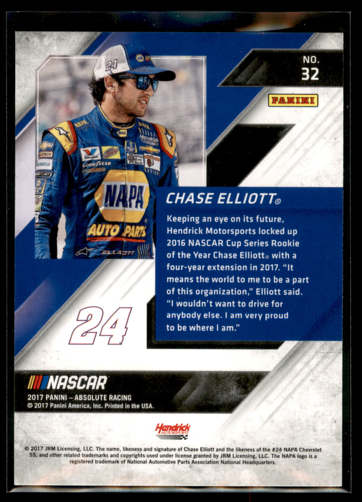 2017 Panini Absolute Racing NASCAR Base Set #32 Chase Elliott Quantity