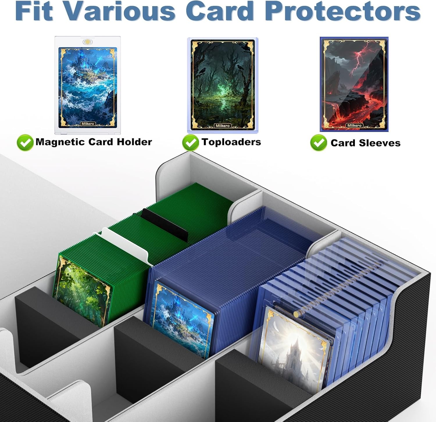 Card Deck Case for Trading Cards 1800+, Trading Card Storage Box Fits Toploader