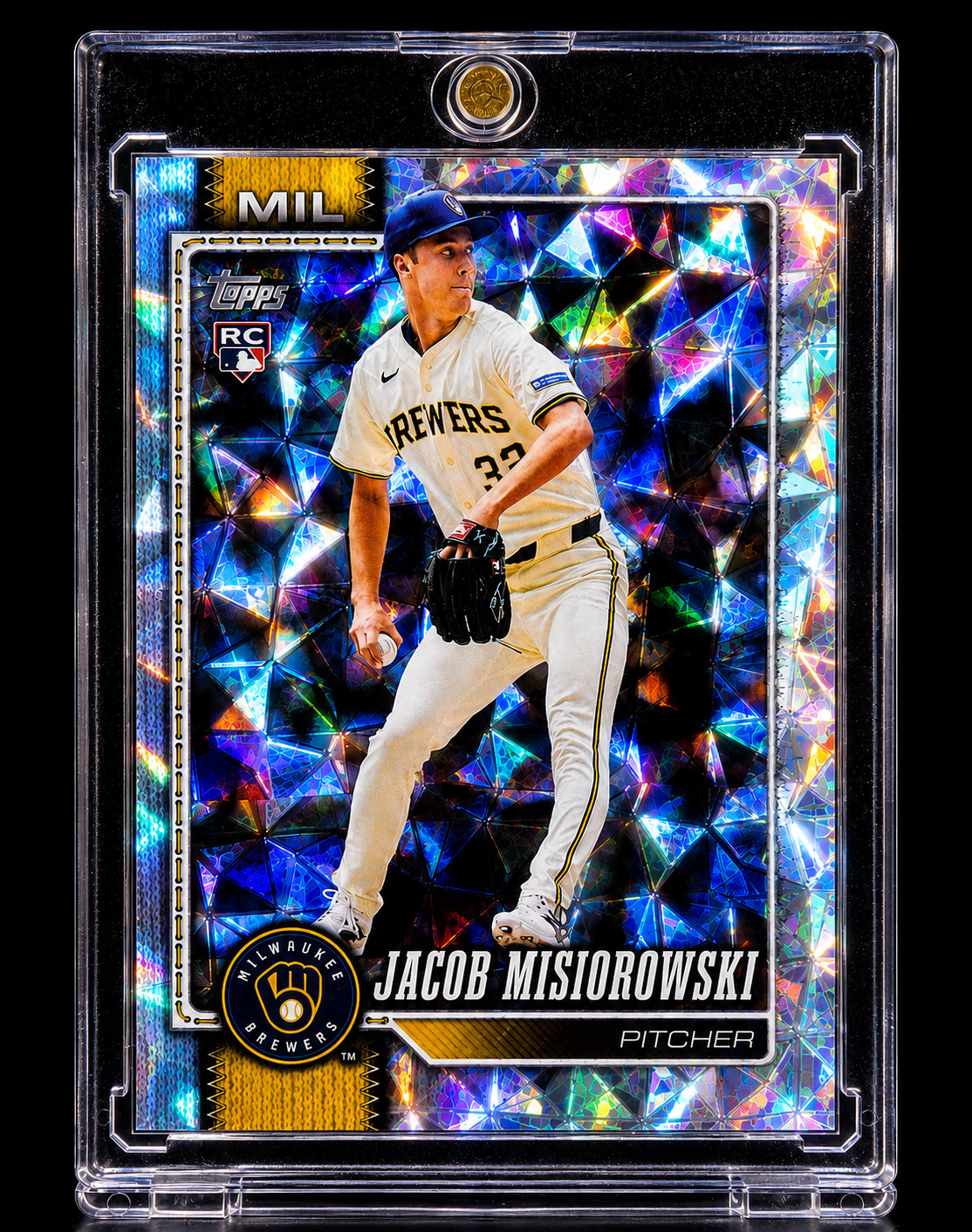 JACOB MISIOROWSKI ROOKIE DIAMOND REFRACTOR Silver Ice Holo Cracked Brewers Rare