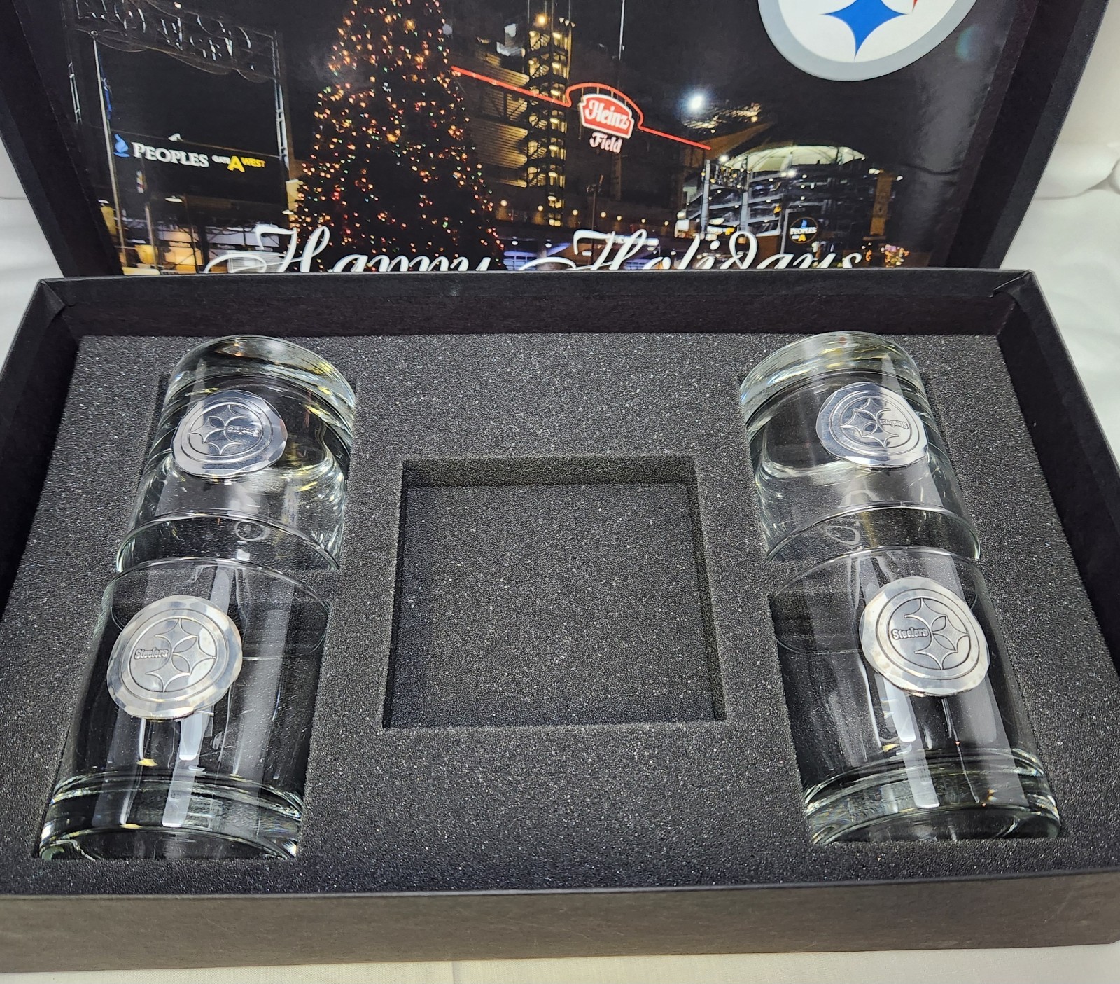 Pittsburgh Steelers Metal Insignia Wine & Bourbon Glass Sets