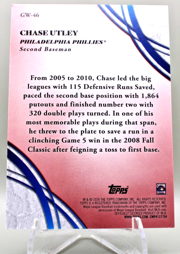 2026 Topps Series 2 – Glove Work Chase Utley #GW-46 Phillies
