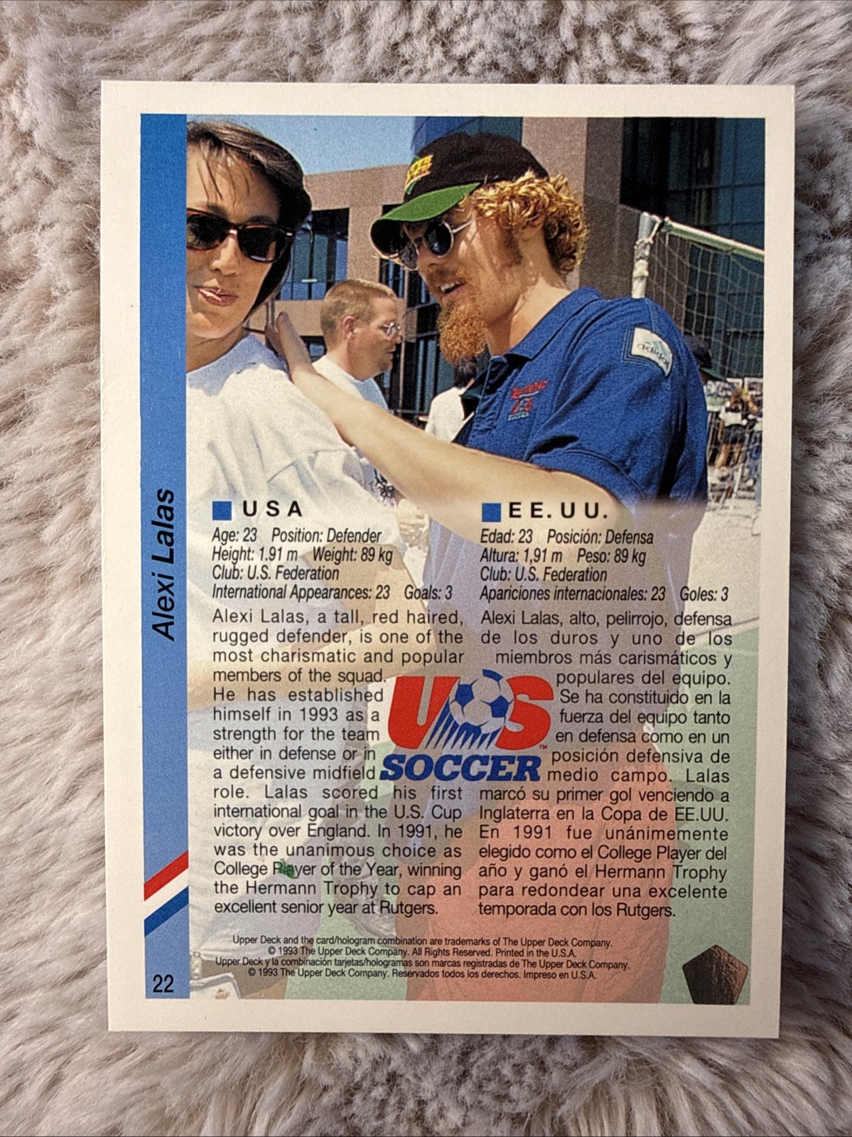 1993 Upper Deck World Cup 94 Preview English/Spanish – Alexi Lalas #22 (RC)🇺🇸
