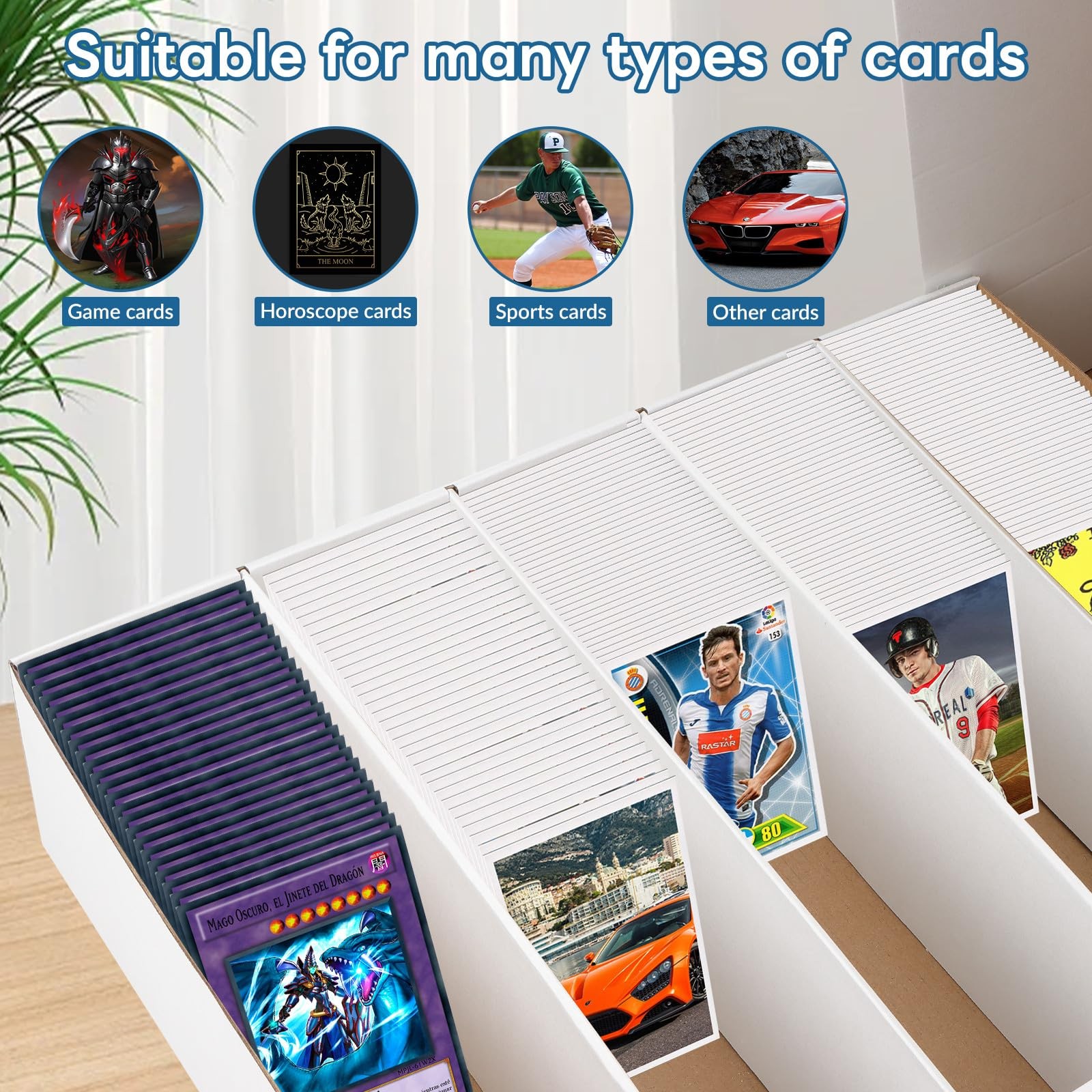4 Pack Card Storage Box, 3700 Count Trading Card Storage Box White Sports Sto…