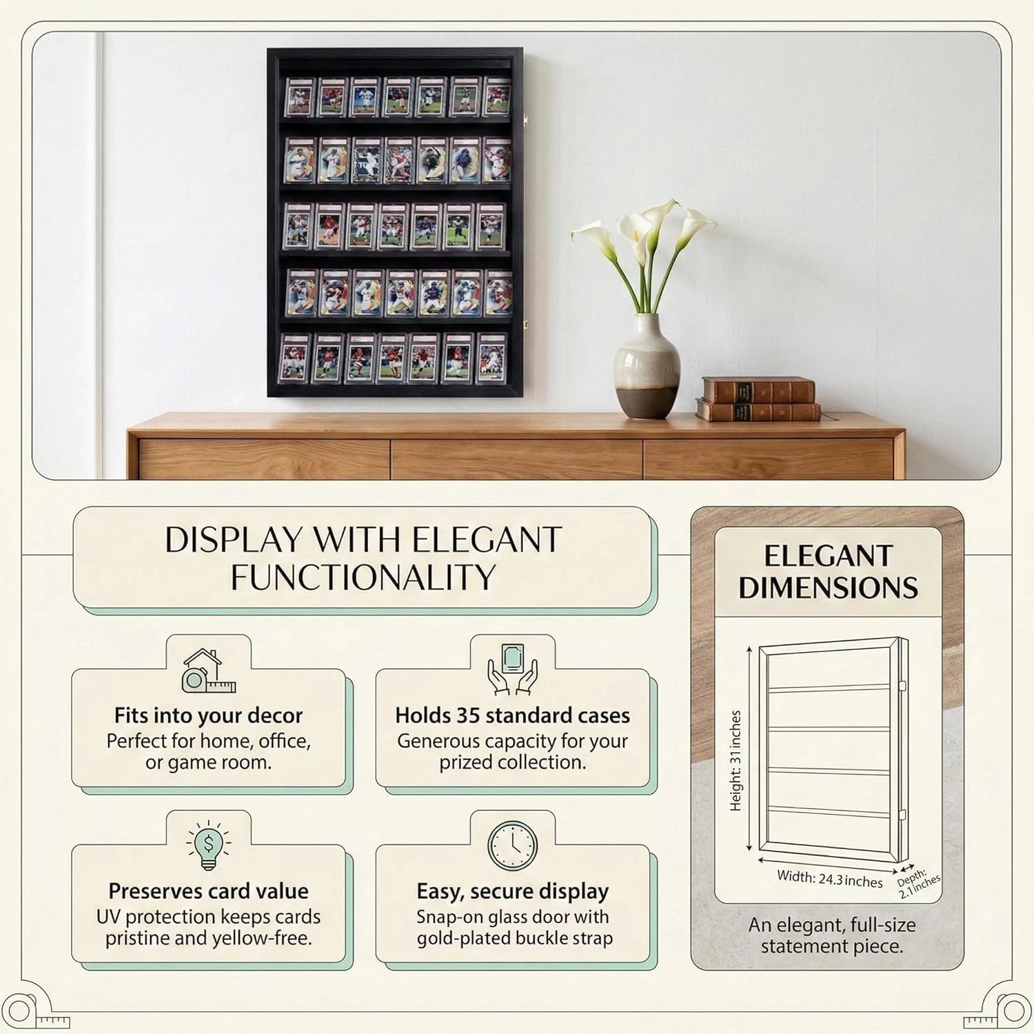 35 Baseball Card Display Case – Graded Sports Card Frame with 98% UV Protecti…