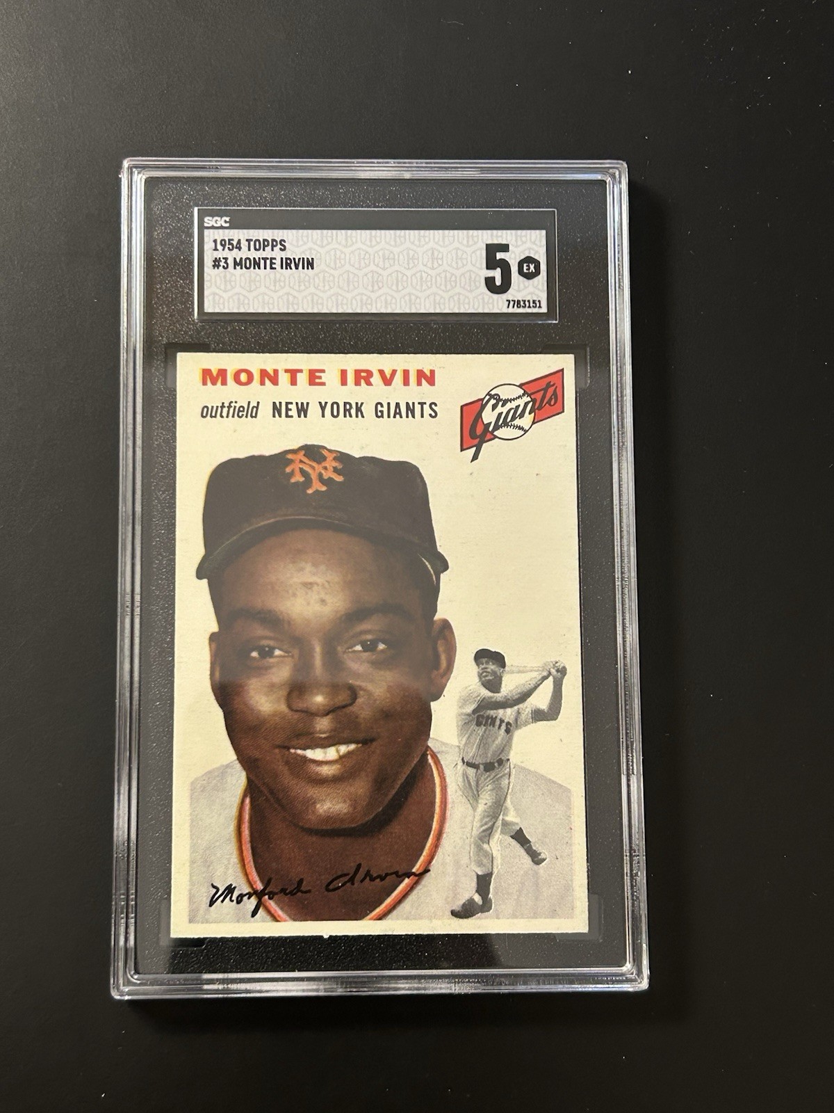 1954 Topps #3 MONTE IRVIN SGC 5 Super Clean & Sharp New York Giants Baseball