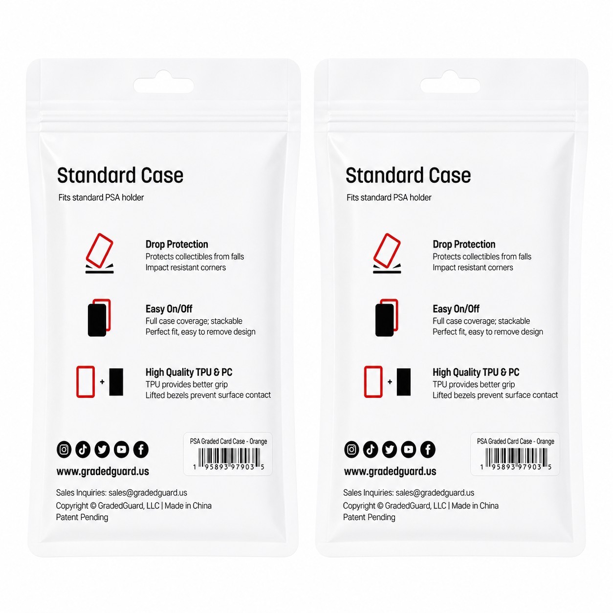 (2) Orange GradedGuard PSA Graded Card Case Guard Protector Stackable