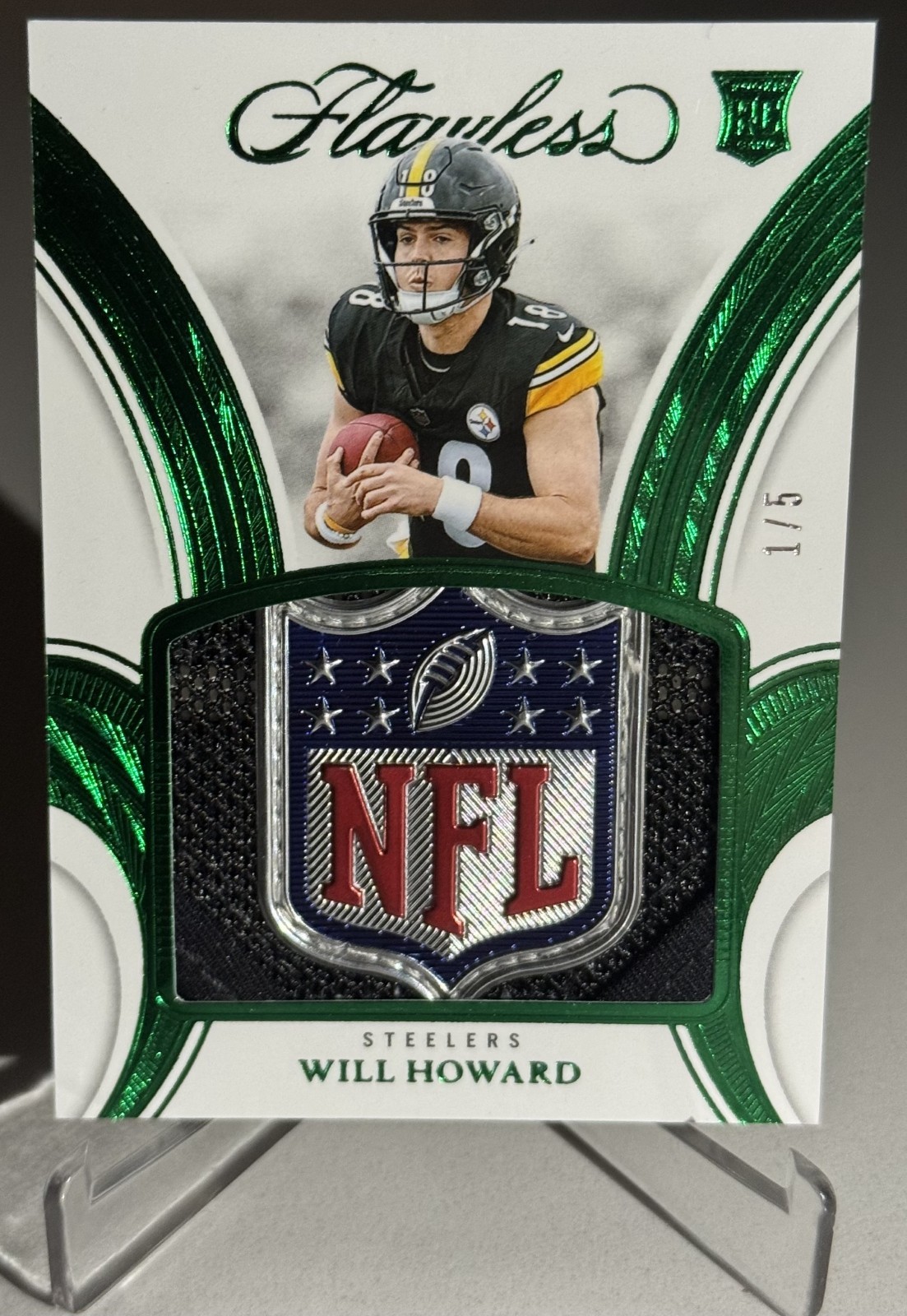 2025 Panini Flawless – Will Howard – Rookie Patches- Emerald- NFL Shield! – 1/5!