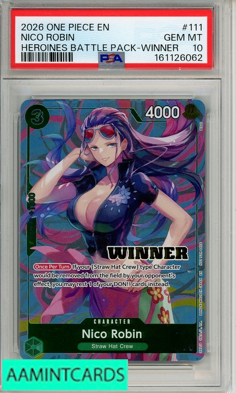 2026 ONE PIECE HEROINES BATTLE PACK WINNER NICO ROBIN #11 PSA 10 GEM MT