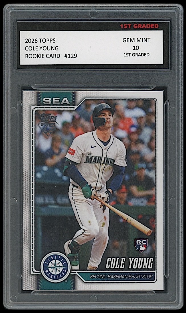 Cole Young 2026 Topps #129 MLB Seattle Mariners Rookie Card RC 1st Graded 10