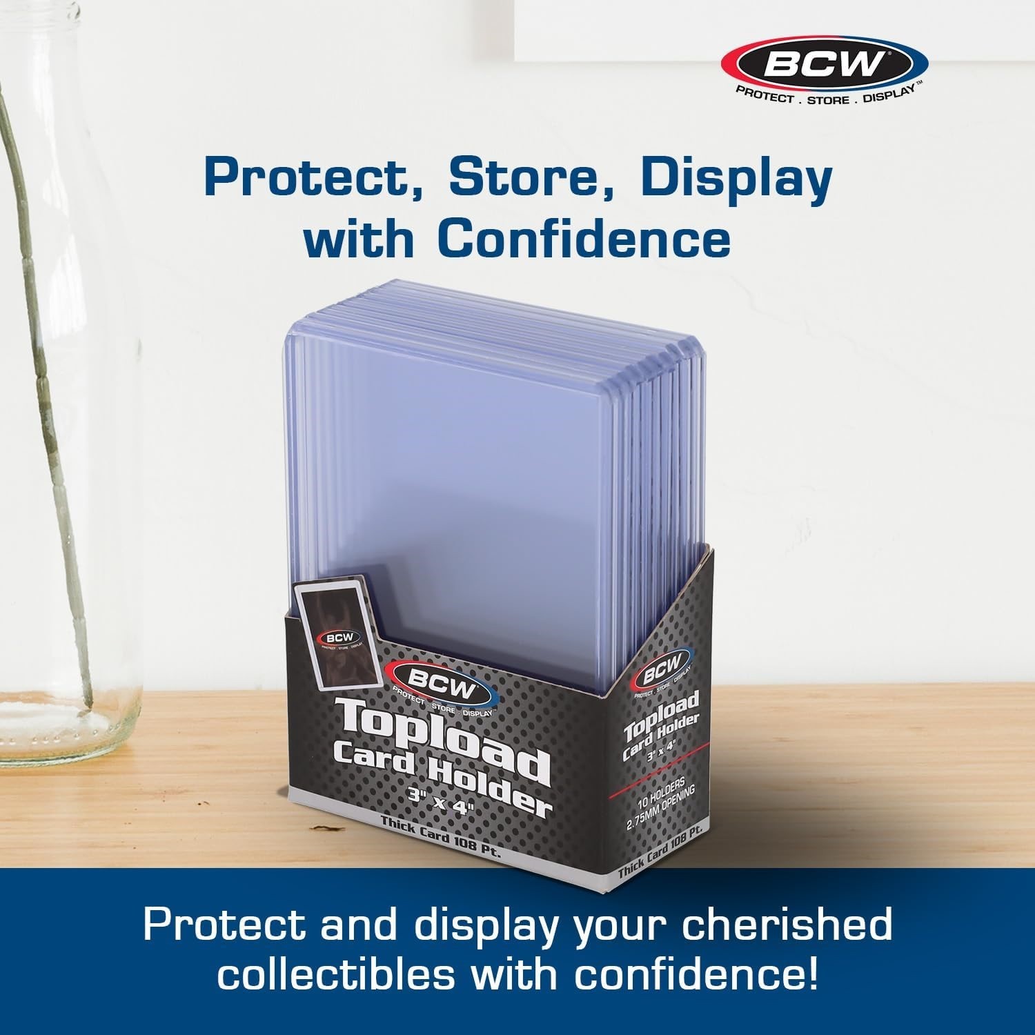40 BCW Thick Trading Card Topload Protectors 108 Pt. Holders 3×4 Rigid Clear PVC