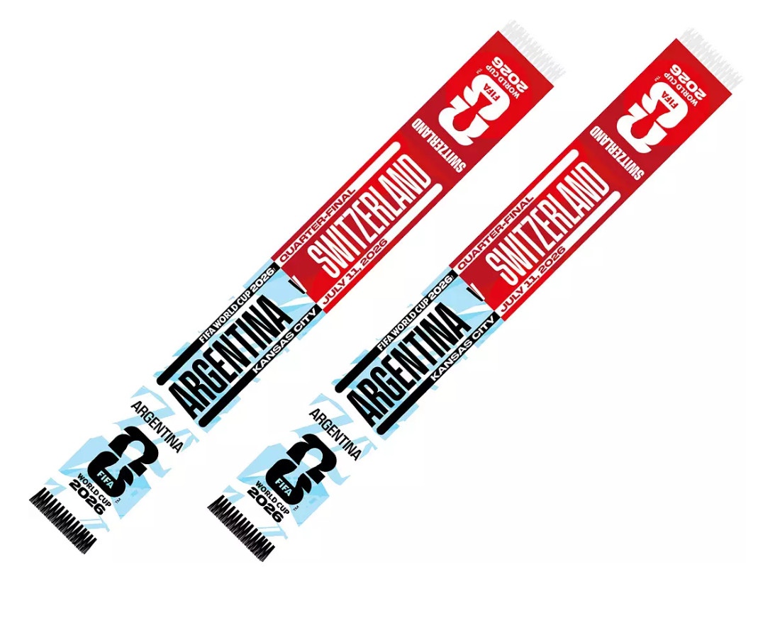 OFFICIAL 2026 FIFA WORLD CUP MATCHUP SCARF ARGENTINA SWITZERLAND KANSAS PRESALE