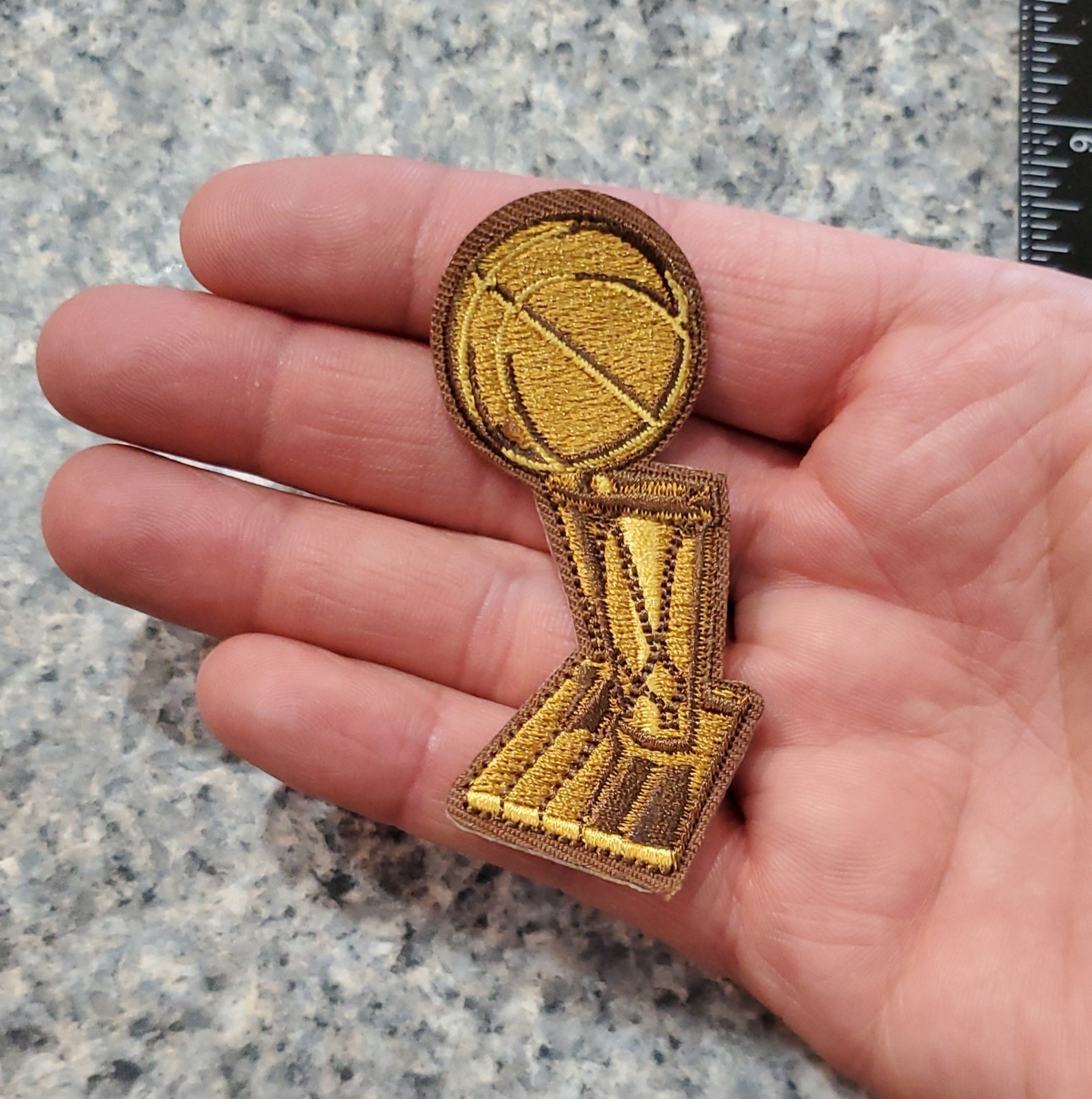 NBA- CHAMPIONSHIP TROPHY PATCH – Embroidered Iron On. 3″x1.5″