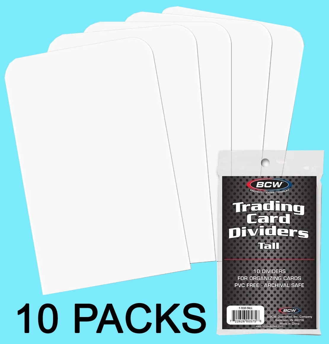 100 BCW Tall Trading Card Dividers white storage box sorting basketball plastic