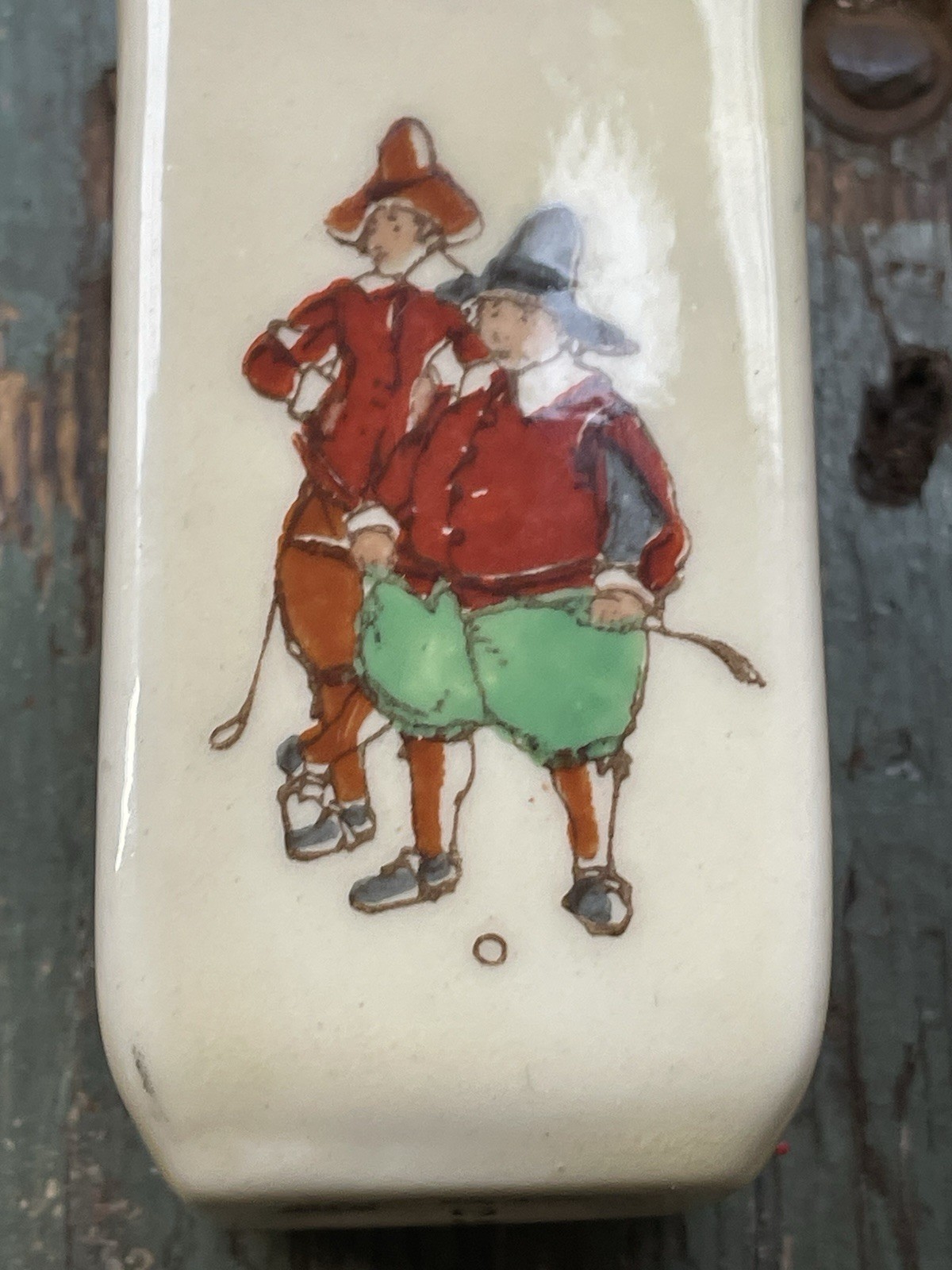 Antique Royal Doulton C1922 Rectangular China Pot Hickory Golf Art No D5437E
