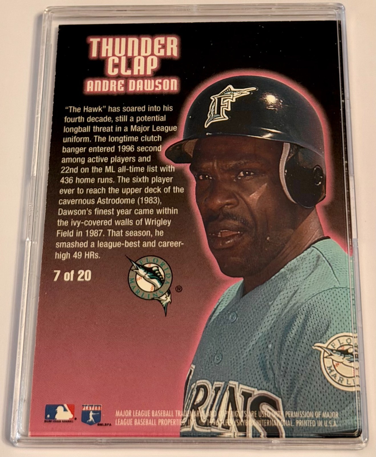 1996 Fleer Ultra Thunderclap #7 Andre Dawson Florida Marlins