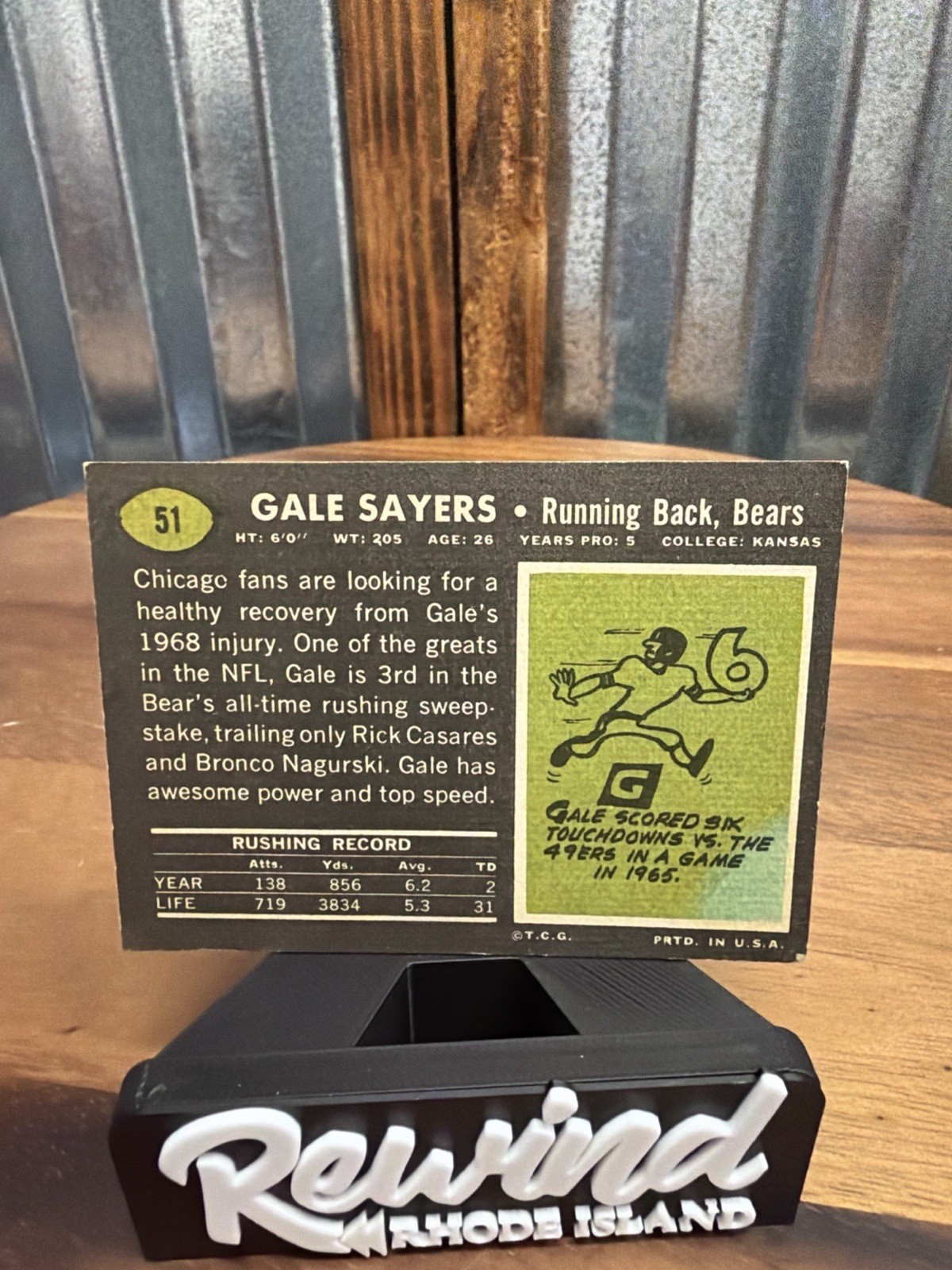 Gale Sayers 1969 Topps #51 Chicago Bears Vintage Football Card HOF