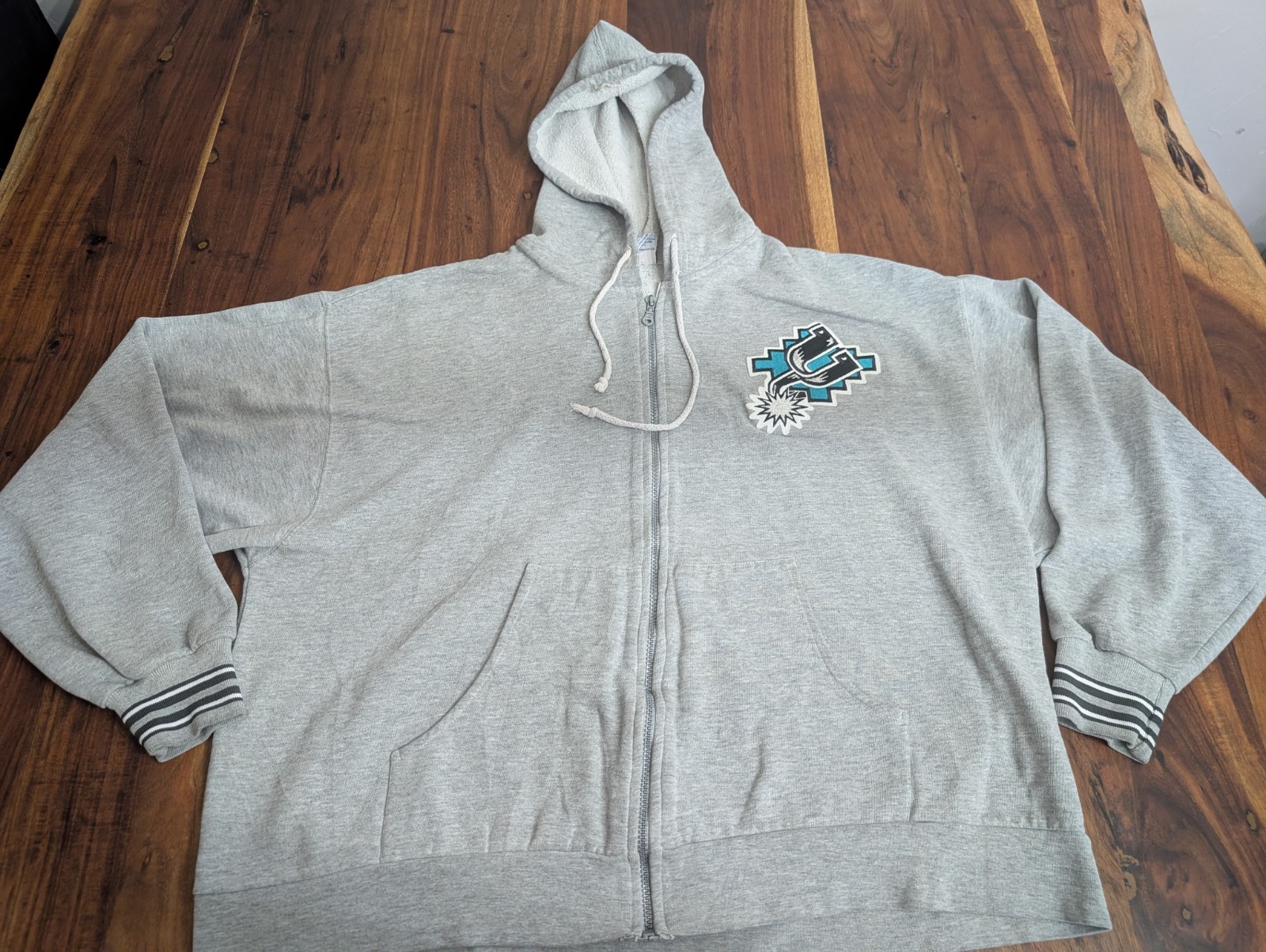 Vintage San Antonio Spurs Fiesta Logo Full Zip Hoodie Majestic XL Gray NBA