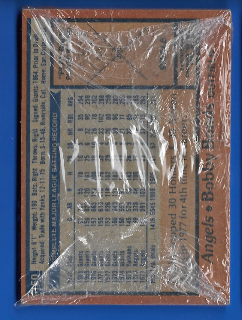 1978 Topps Baseball Sealed cello 10 Pack #34 Willie McCovey HOF #150 Bobby Bonds