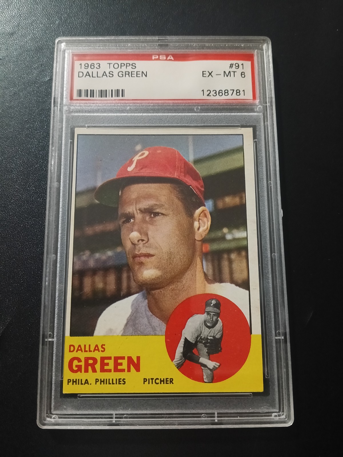1963 Topps Dallas Green PSA 6 EX-MT #91 Phillies Free Shipping