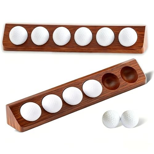 2-Pack Wooden Golf Ball Display Case – Wall Mount/Tabletop Holder for Collectors