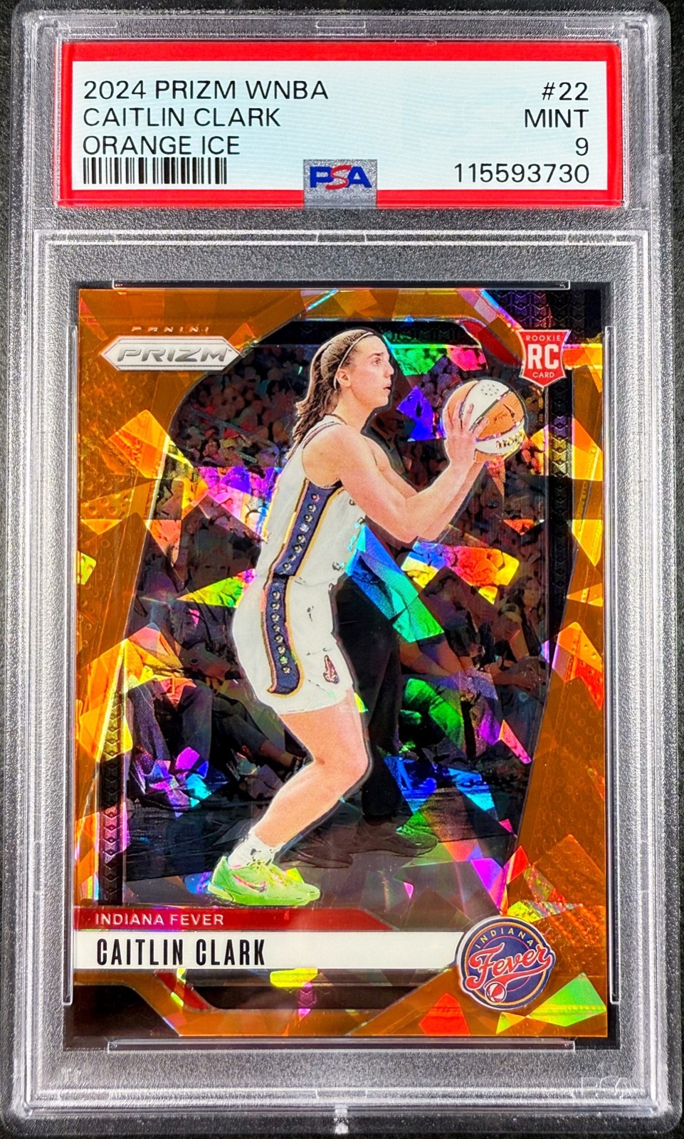 2024 Panini Prizm Caitlin Clark Orange Ice Prizm #22 Rookie RC PSA 9 WNBA