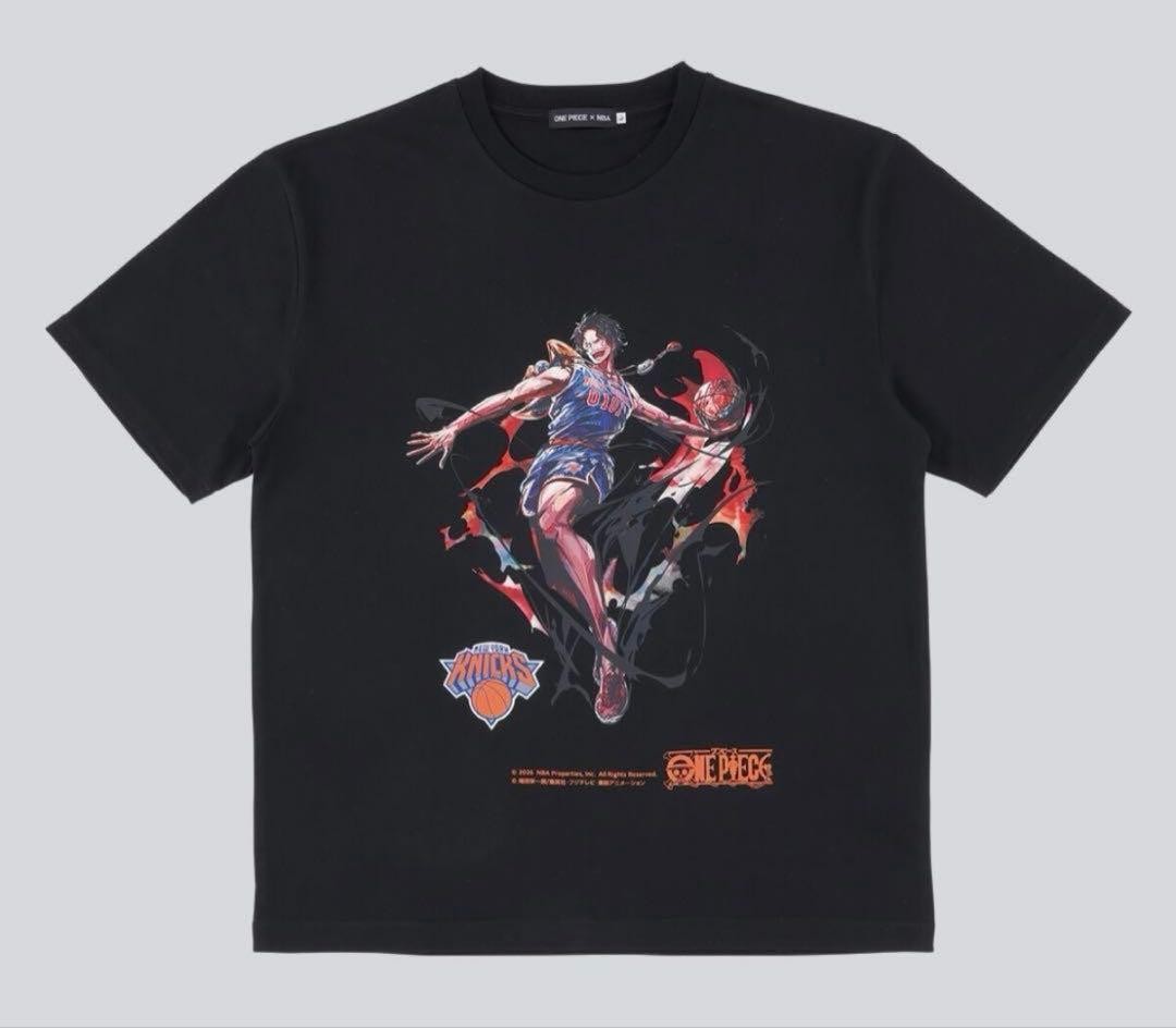 ONE PIECE NBA Size L T-Shirts PORTGAS. D. ACE x NewYork Knicks Cotton 100% Japan