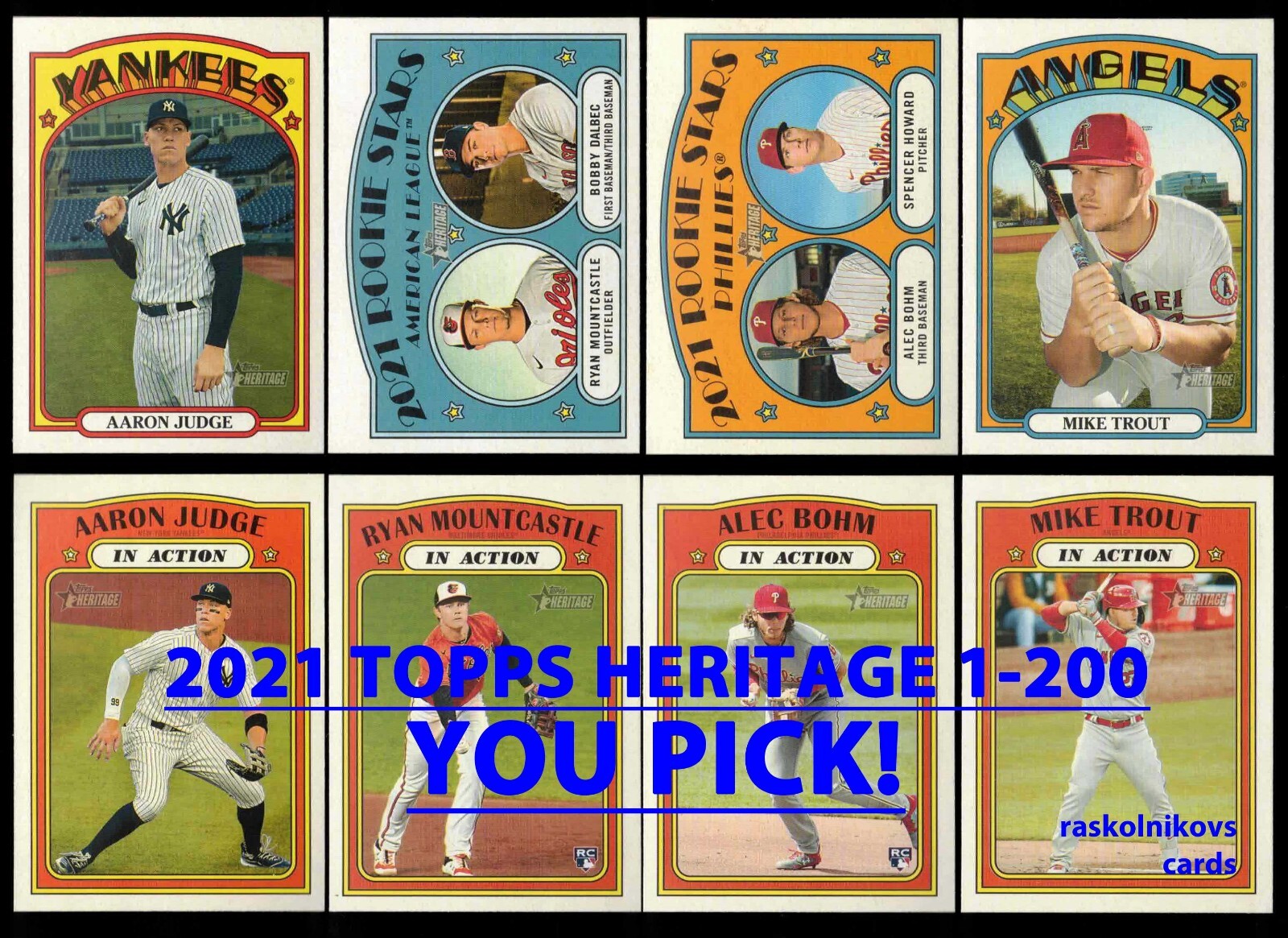 2021 TOPPS HERITAGE Base #1-200 COMPLETE YOUR SET $2 or 2 Card Minimum YOU PICK!