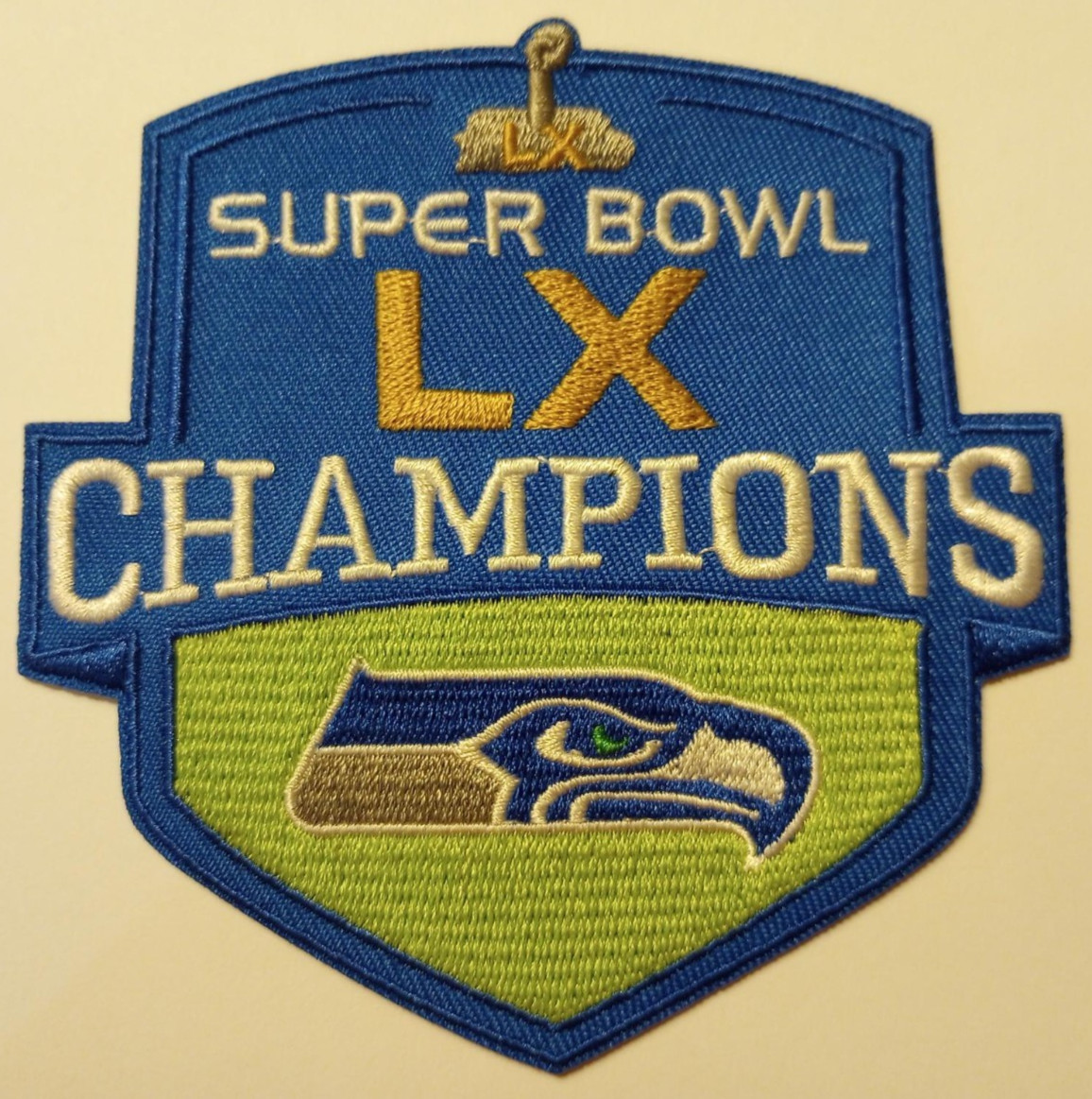 Seattle Seahawks Super Bowl LX Champions PATCH~@ 4″ x 4″~Iron or Sew On~NFL
