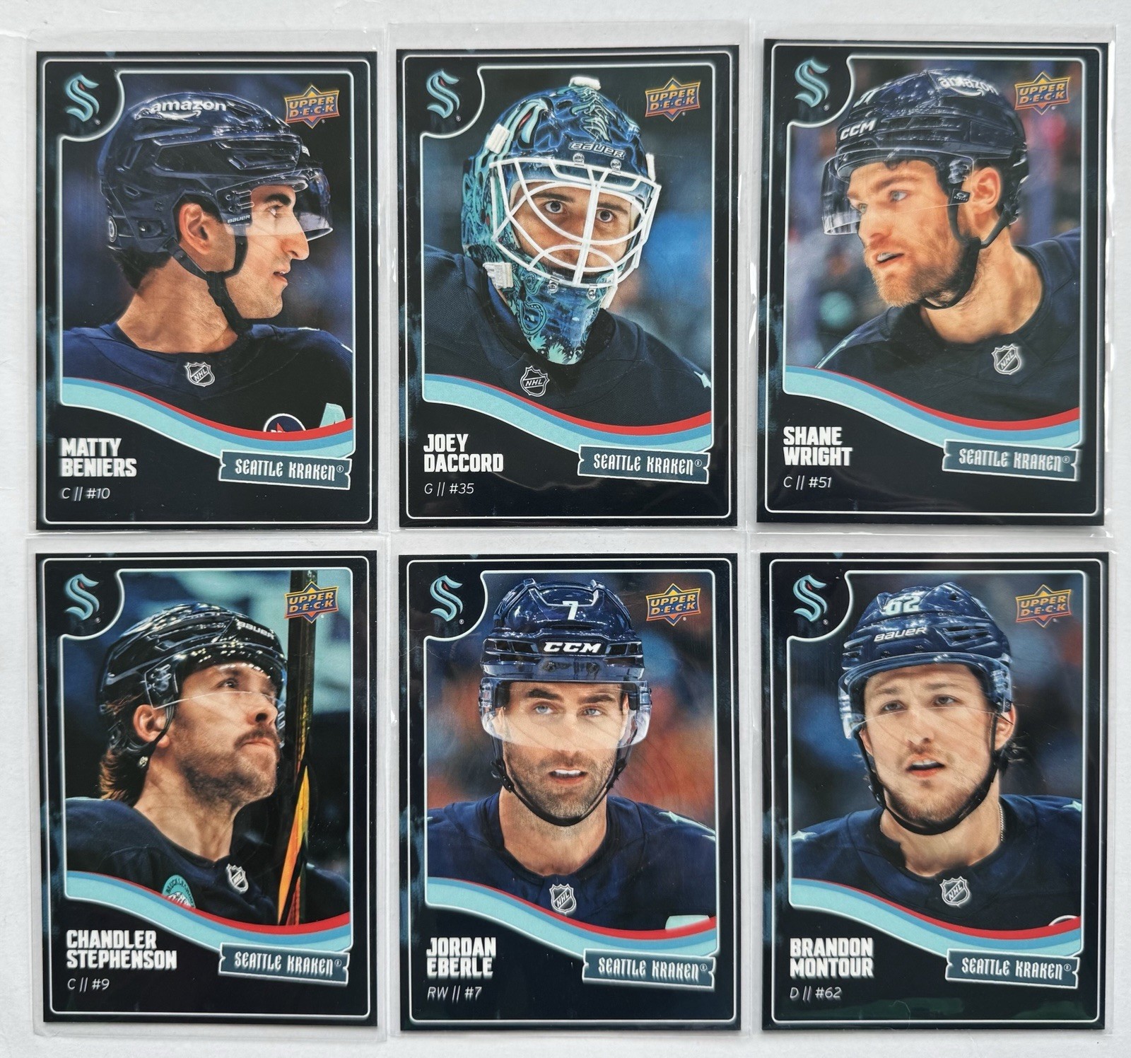 2025–26 Seattle Kraken Glow-in-the-Dark Card Lot of 6 SGA Upper Deck