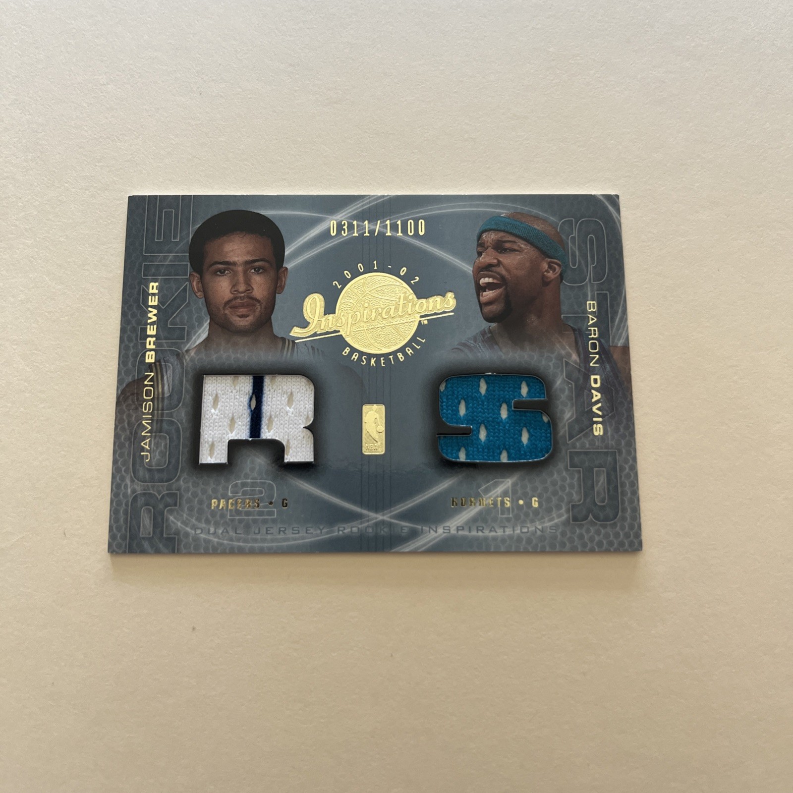 JAMISON BREWER/BARON DAVIS 2001-02 UD INSPIRATIONS DUAL JERSEY ROOKIE #129/1100