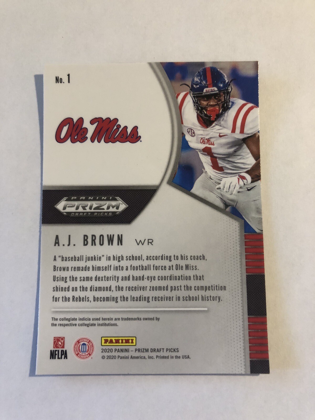 A.J. Brown 2020 Panini Prizm Draft Picks #1 Ole Miss. Philadelphia Eagles