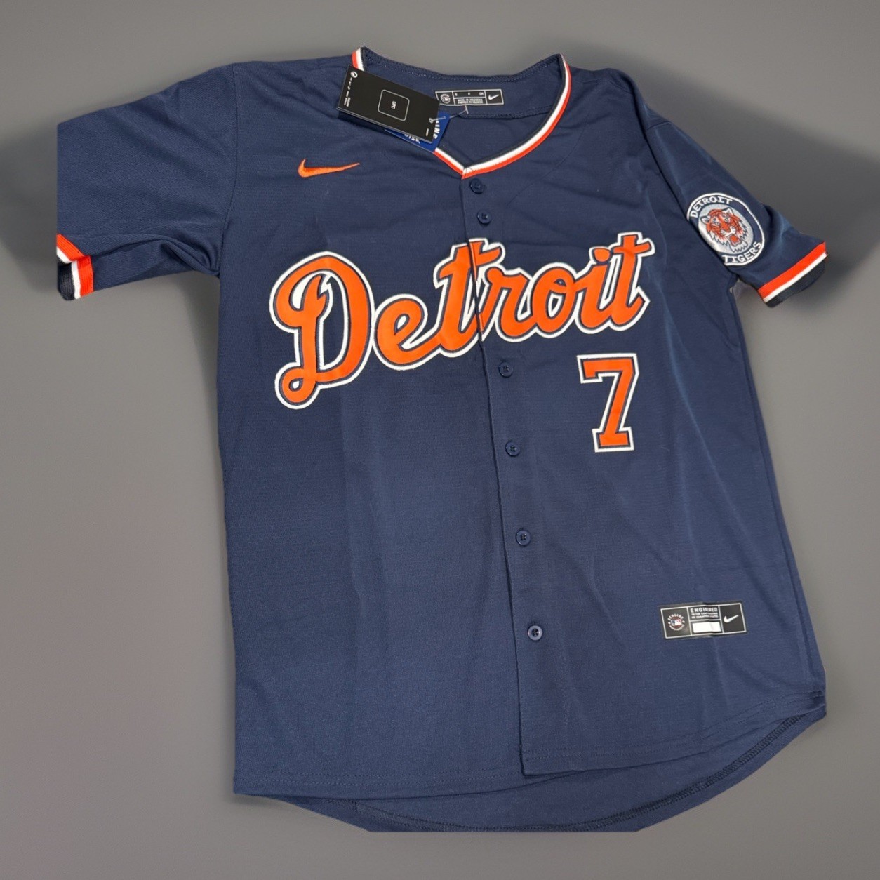 Kevin McGonigle Detroit Tigers Alternate Navy Blue Jersey (w/o Meijer arm patch)