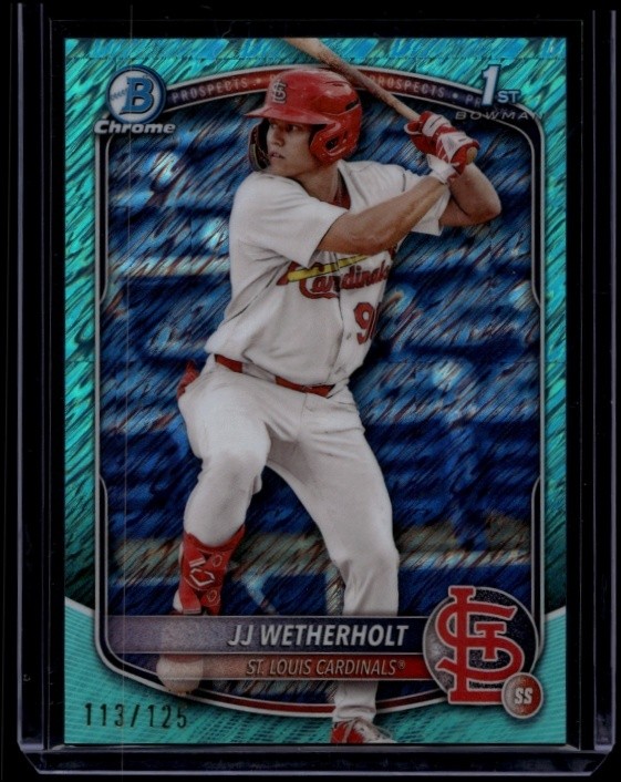 2025 Bowman Baseball JJ Wetherholt #BCP-22 Chrome Prospects Aqua Shimmer /125