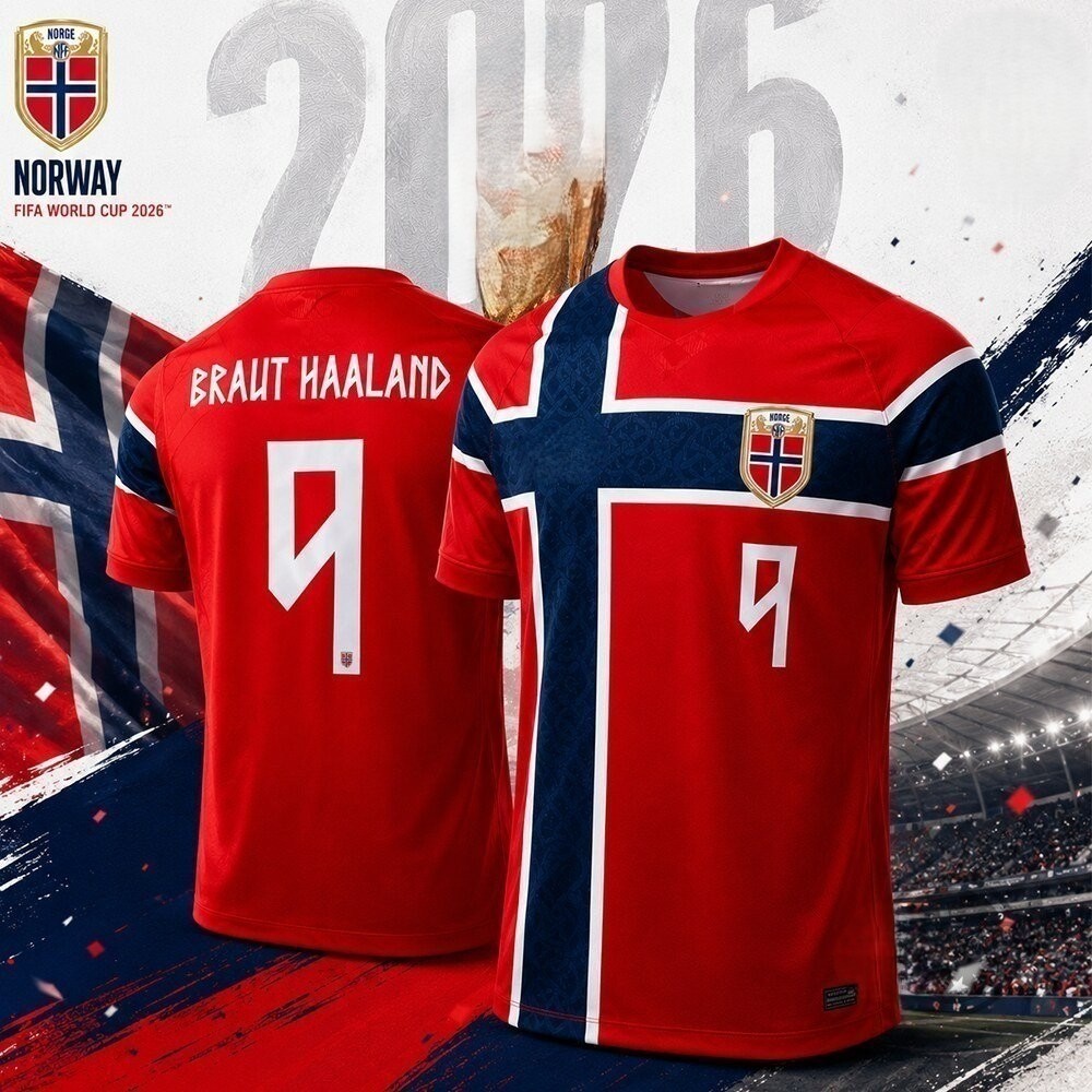 Norway 2026 World Cup Home Jersey Braut Haaland #9 Football Shirt Adult S-2XL