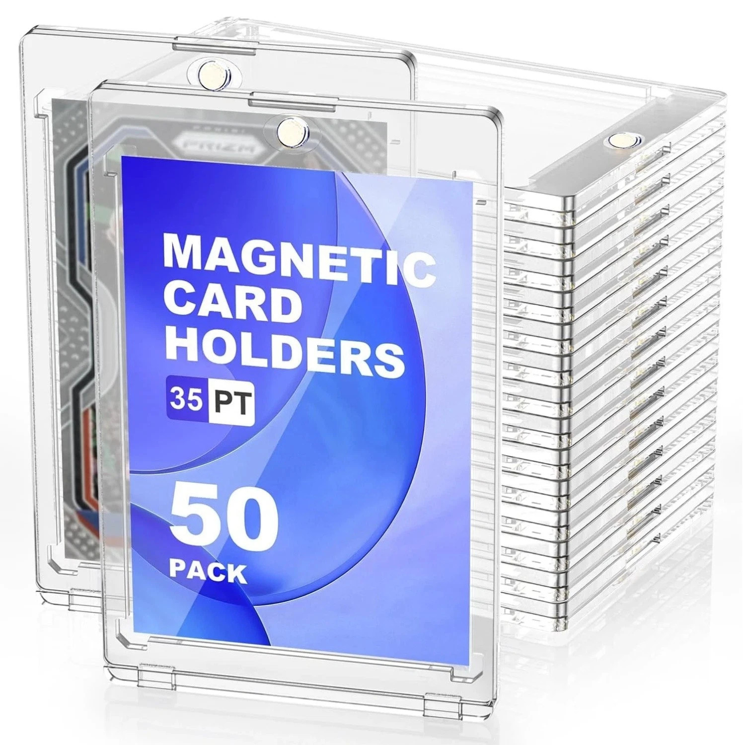 50 Pack Magnetic Card Holder 35PT U-V Protection Hard Trading Game Card Case New