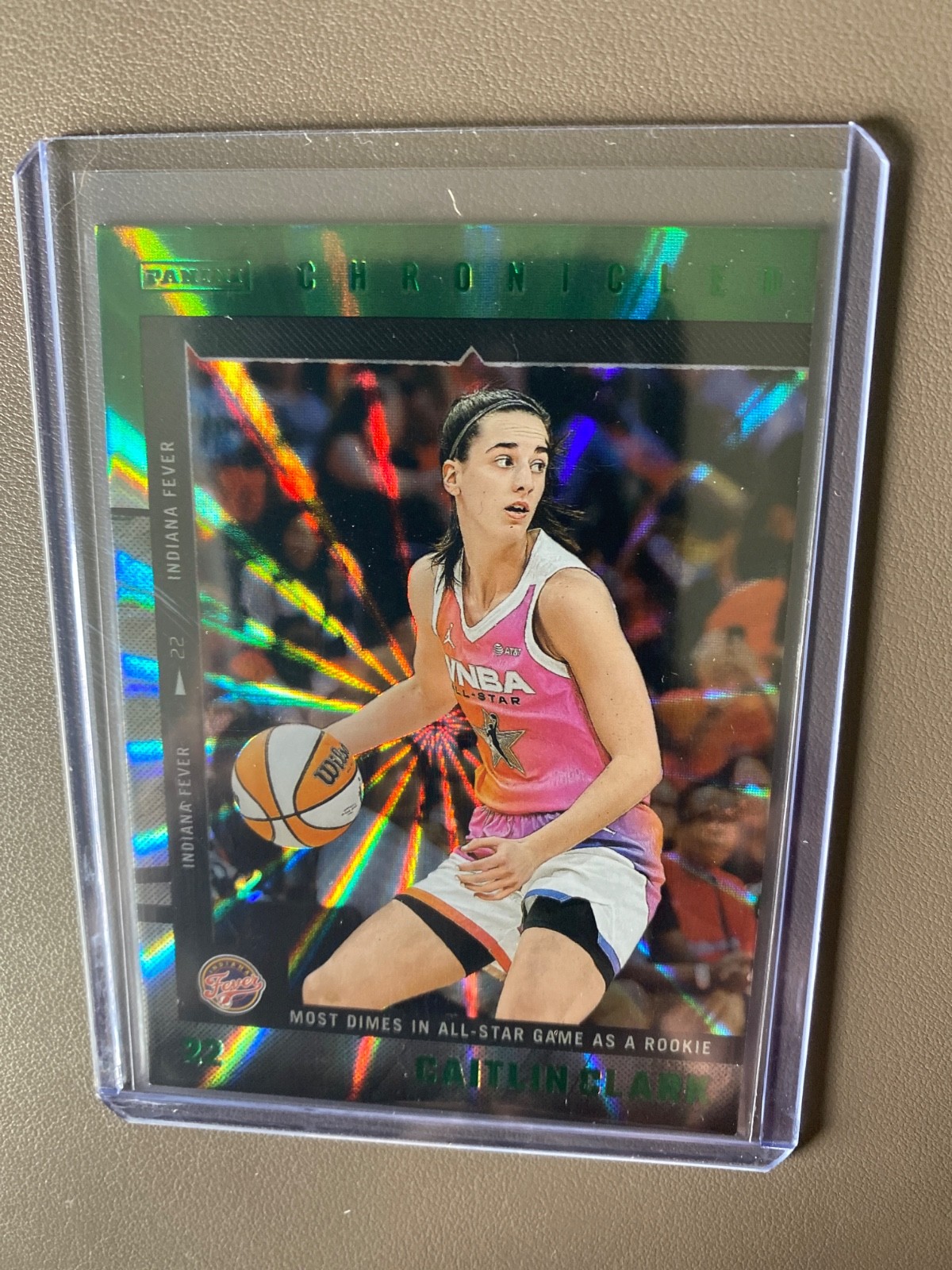 #7 CAITLIN CLARK Chronicled ‘MOST DIMES AS An ALLSTAR ROOKIE’ GREEN LASER