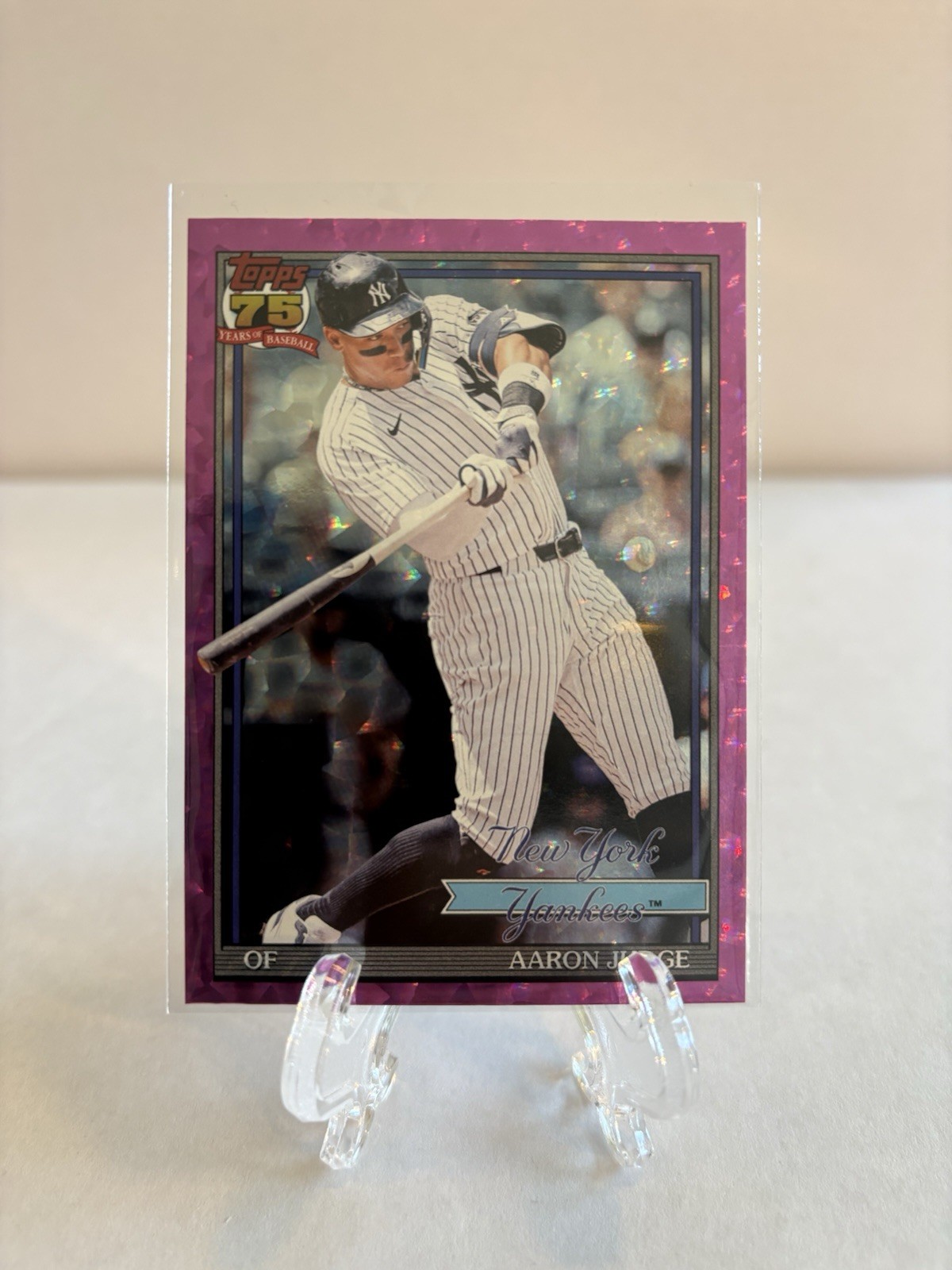 2026 Topps – 1991 Topps Baseball Aaron Judge #T91-34 Pink Crackle Foilboard (Z)
